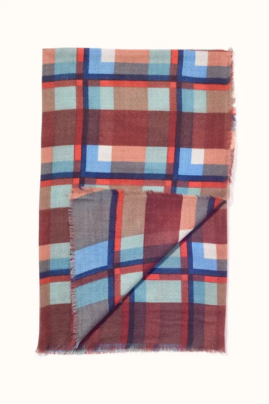 PLAID WOOL BLEND SCARF BY EPICE made by Velvet by Graham & Spencer
