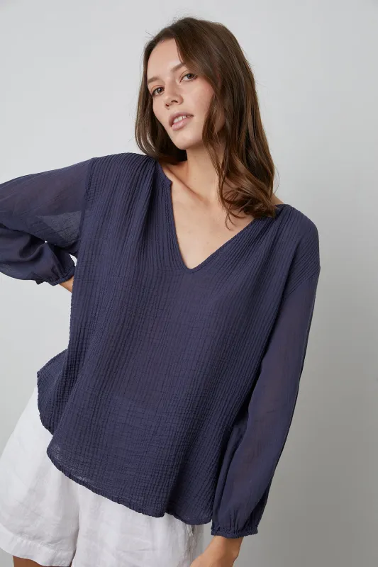 MARILYN COTTON GAUZE PEASANT BLOUSE sold by Velvet by Graham & Spencer