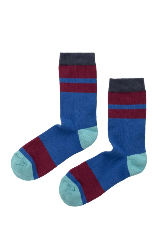 CUSHIONED STRIPED CREW SOCK BY LITTLE RIVER SOCK MILL made by Velvet by Graham & Spencer