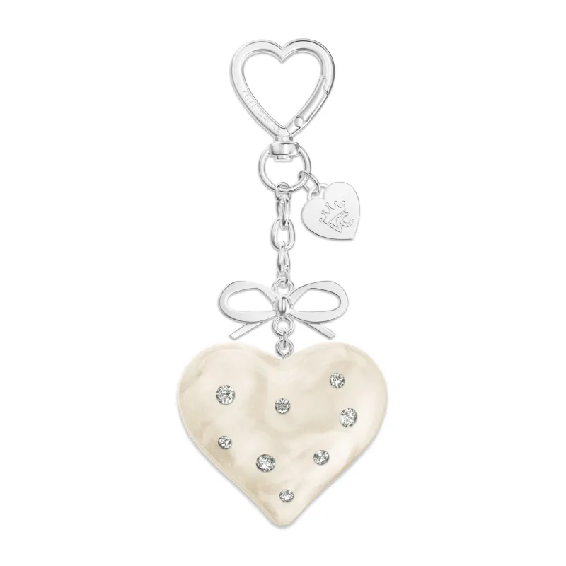 Cream Crystal Heart Bag Charm sold by Velvet Caviar
