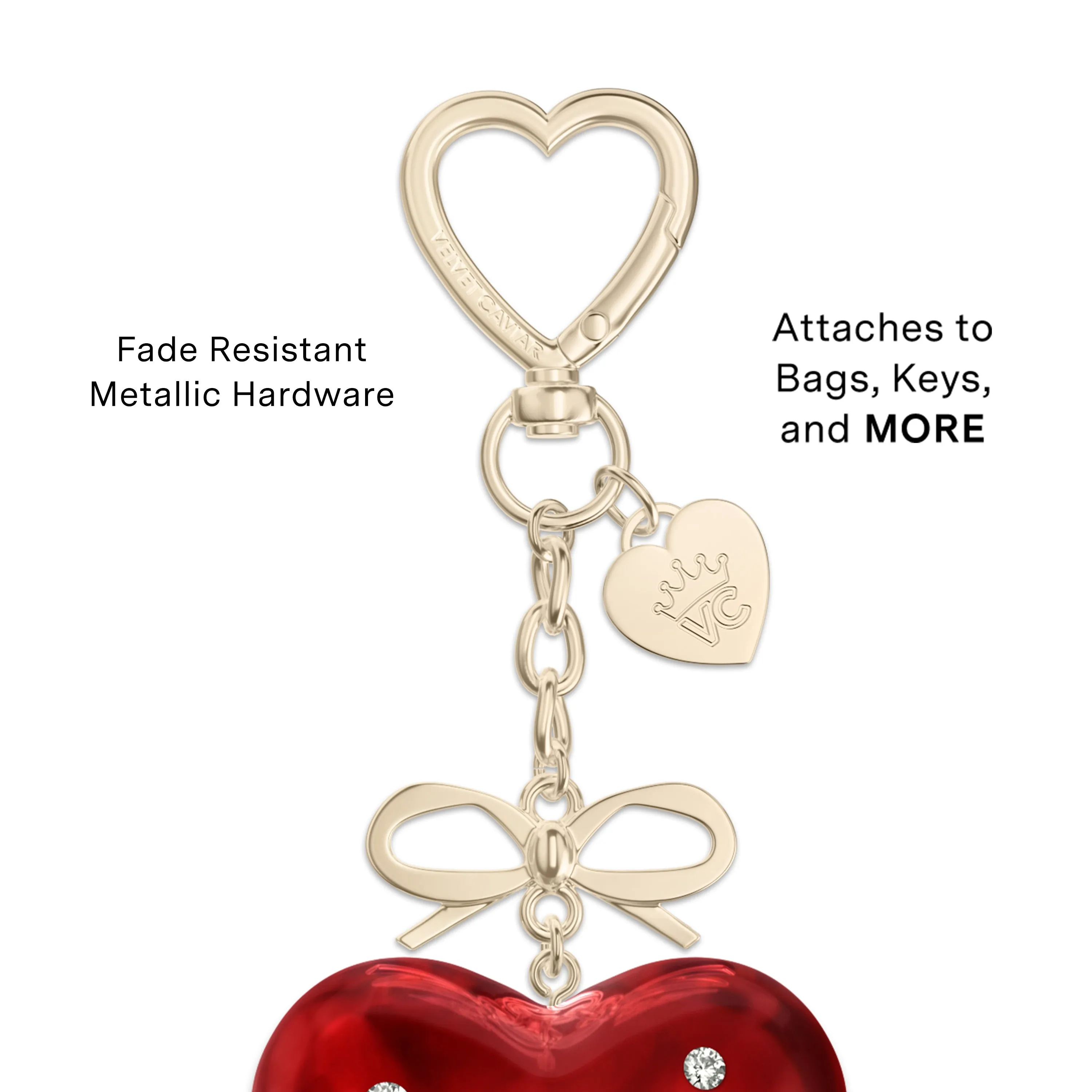 Red Crystal Heart Bag Charm sold by Velvet Caviar product image thumbnail 3