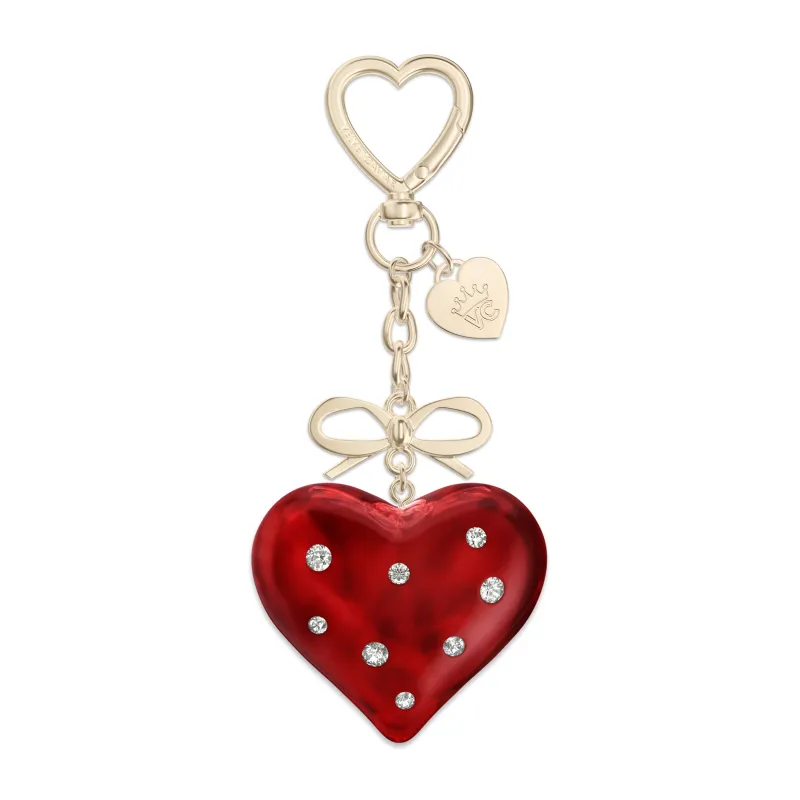 Red Crystal Heart Bag Charm sold by Velvet Caviar