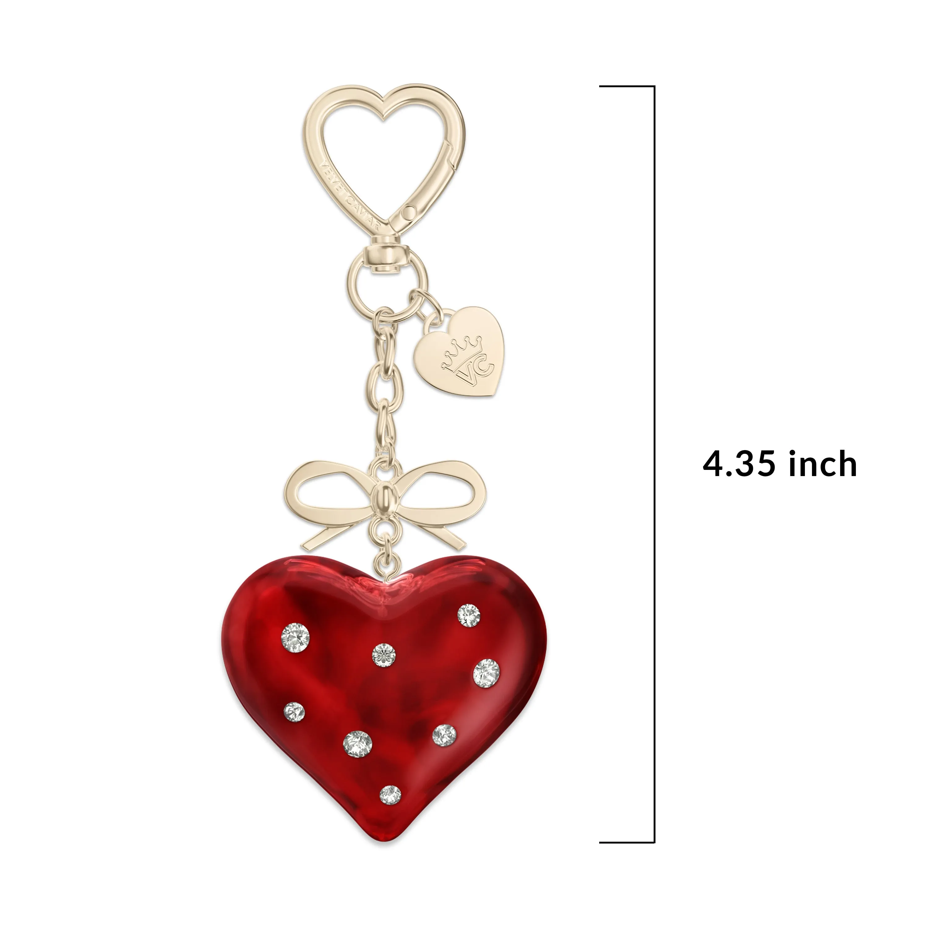 Red Crystal Heart Bag Charm sold by Velvet Caviar product image thumbnail 4