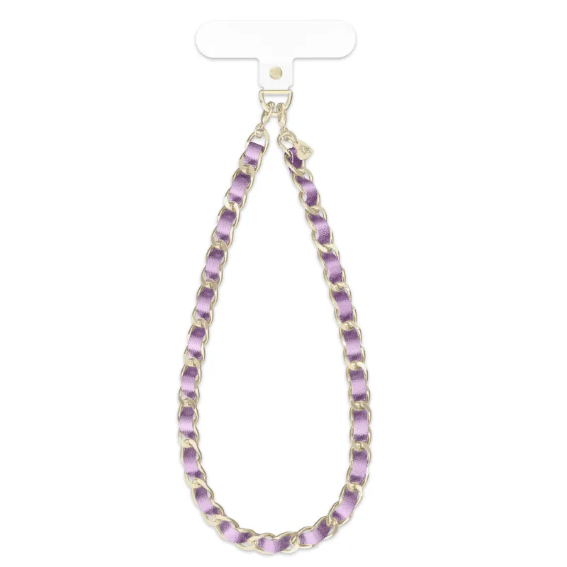 Metallic Purple Leather Chain Phone Charm sold by Velvet Caviar