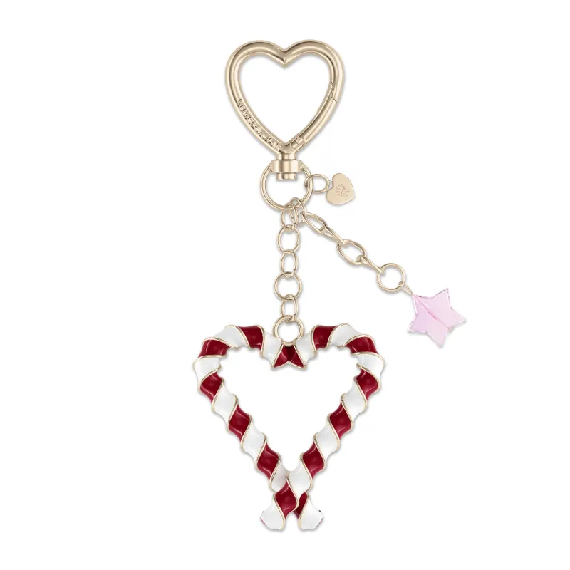 Candy Cane Heart Bag Charm sold by Velvet Caviar