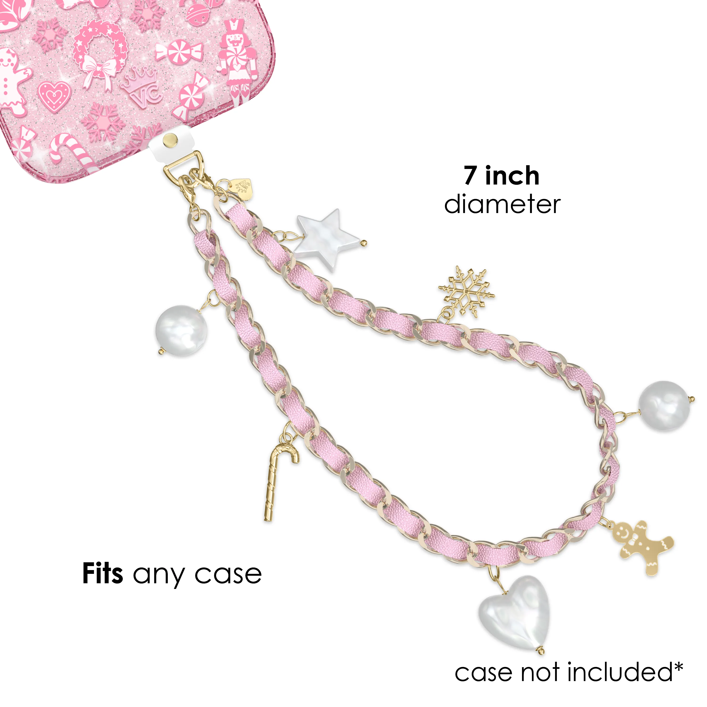 Pink Holiday Leather Chain Phone Charm sold by Velvet Caviar product image thumbnail 4