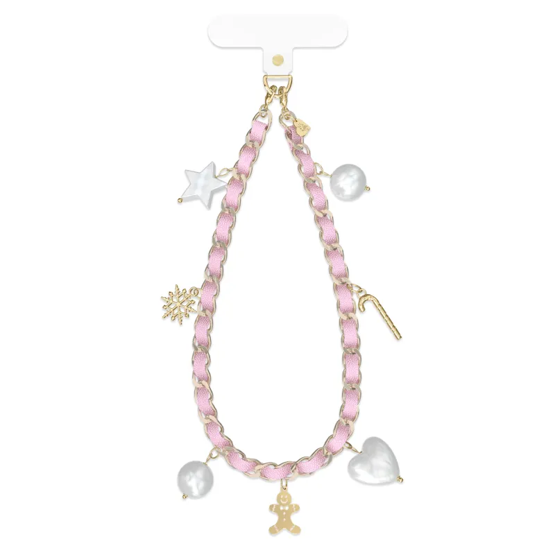 Pink Holiday Leather Chain Phone Charm sold by Velvet Caviar