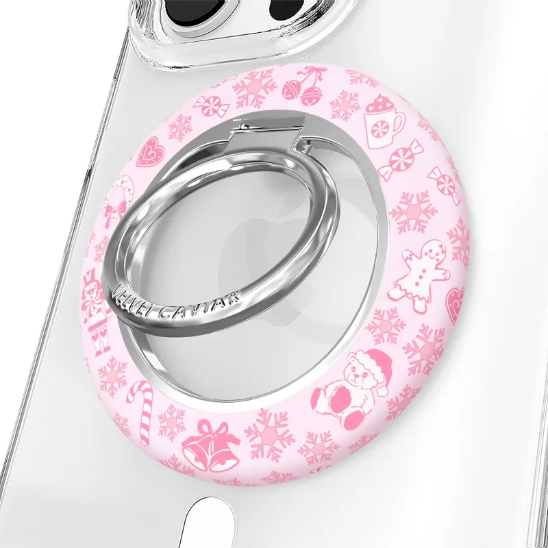 Pink Christmas MagSafe Grip Ring made by Velvet Caviar