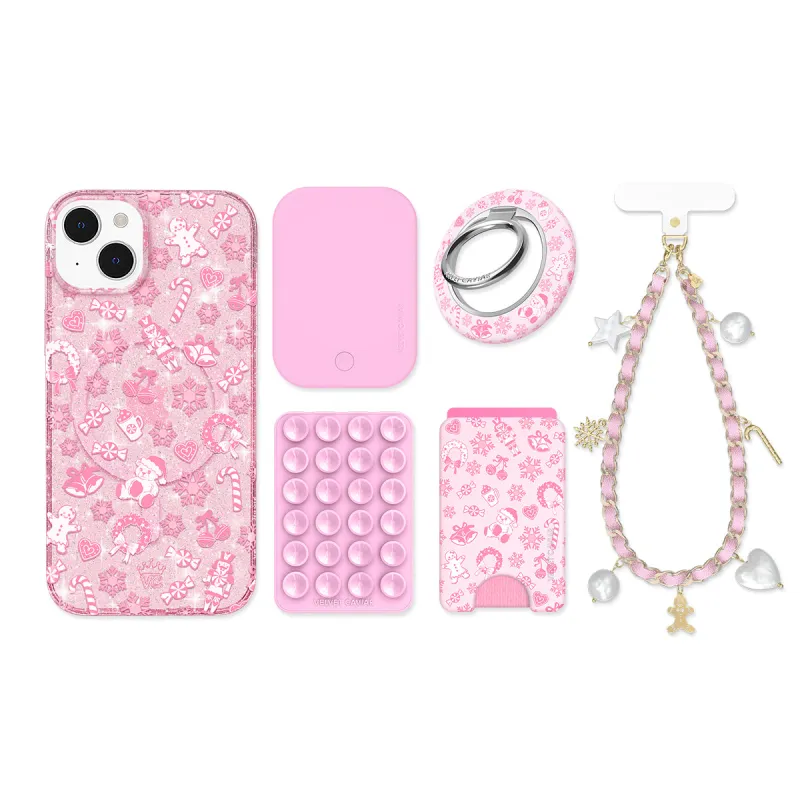 Pink Christmas Glitter iPhone Bundle sold by Velvet Caviar