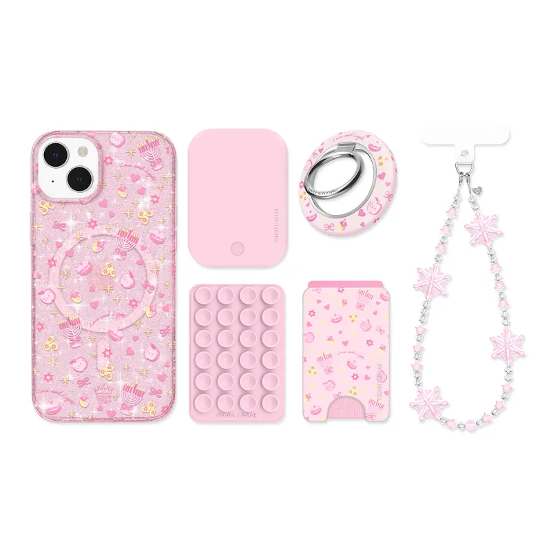 Pink Hanukkah Glitter iPhone Bundle sold by Velvet Caviar