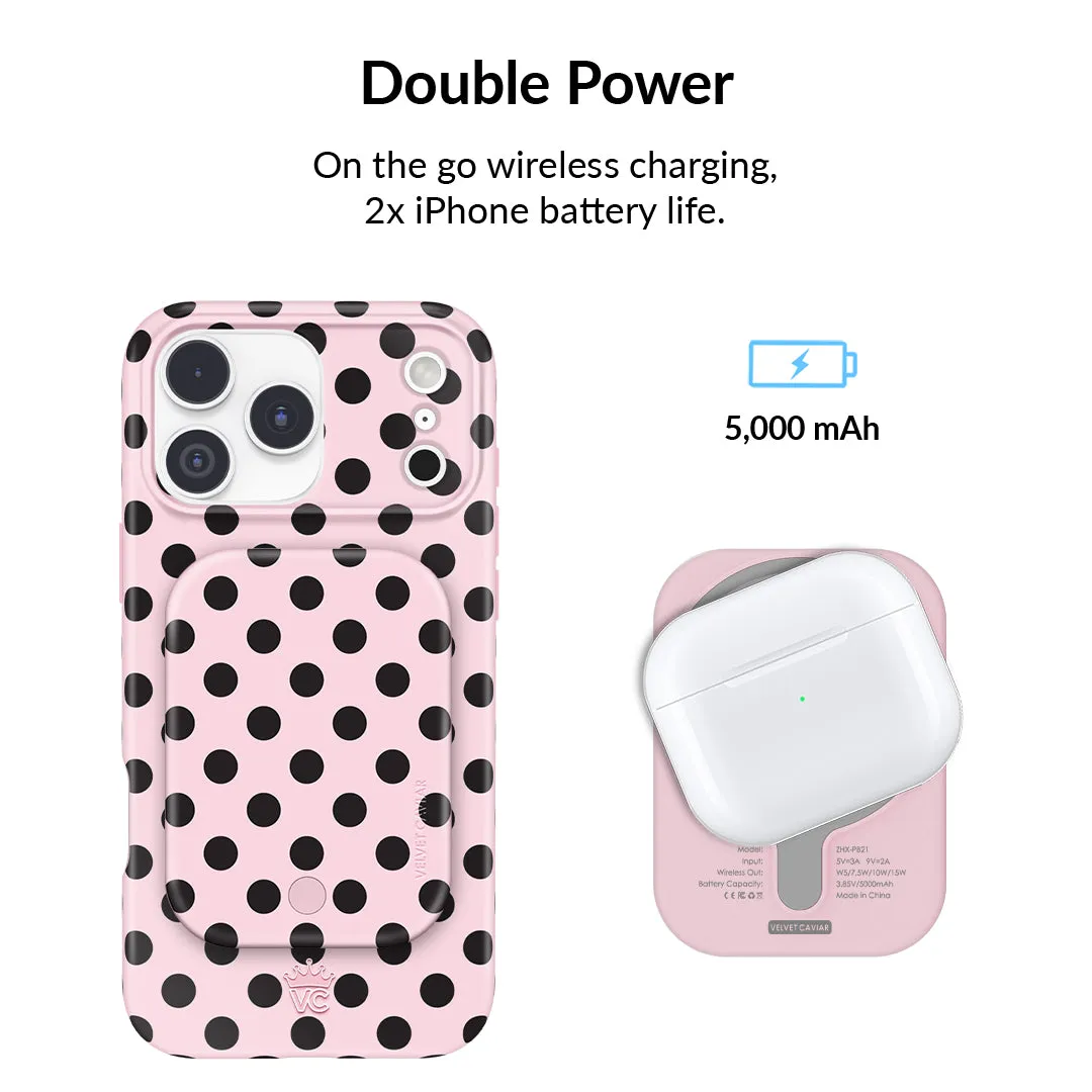 Princess Pink Polka Dot MagSafe Battery Power Pack sold by Velvet Caviar product image thumbnail 3