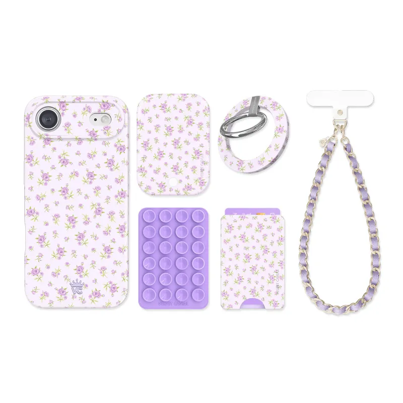 Dainty Lilac Floral iPhone Bundle Set sold by Velvet Caviar