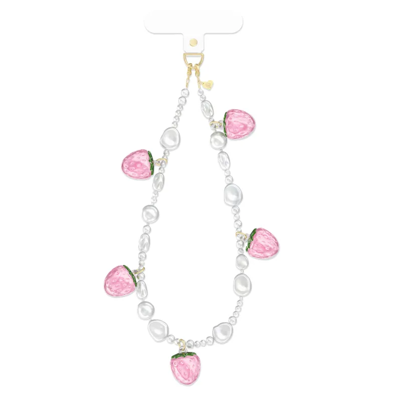Strawberry Pearl Chain Phone Charm sold by Velvet Caviar