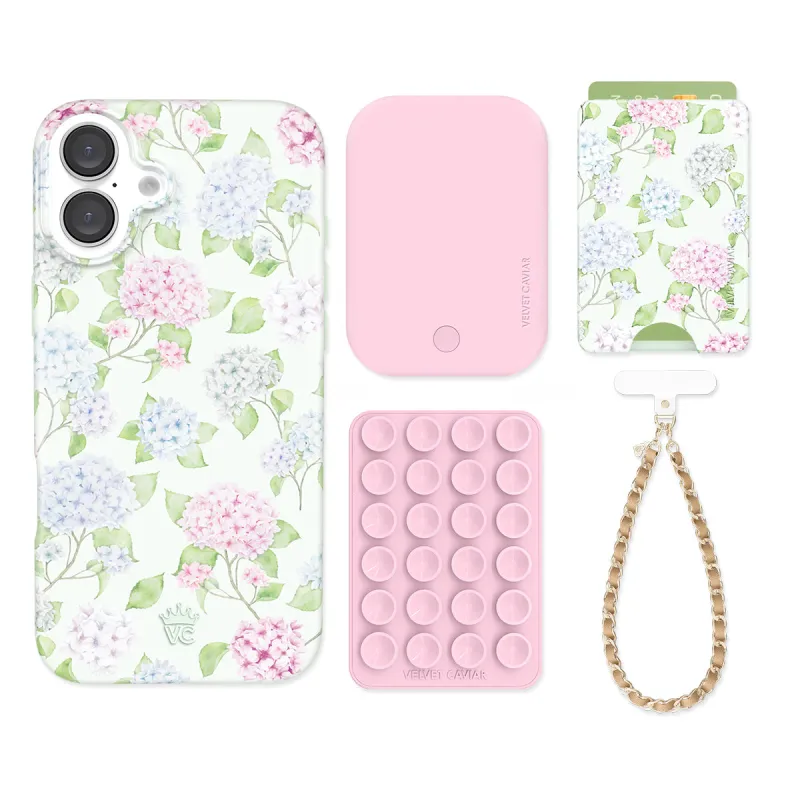 Hydrangea Floral iPhone Bundle Set - Wallet sold by Velvet Caviar