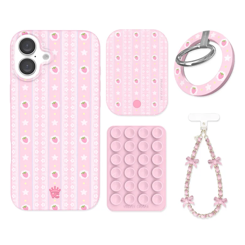 Strawberry Macaron iPhone Bundle Set - Grip sold by Velvet Caviar