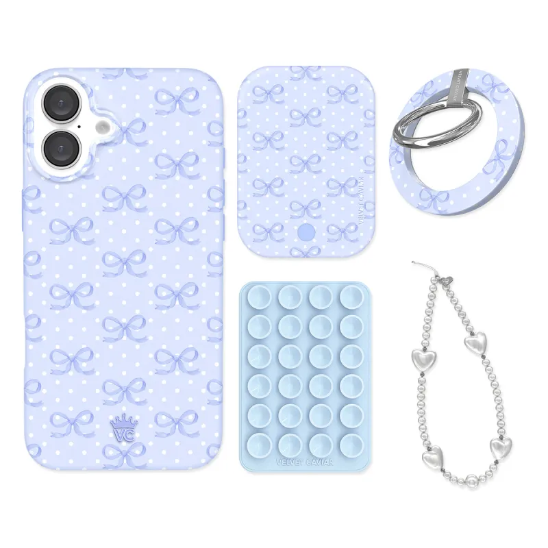 Lovely Blue Bows iPhone Bundle Set - Grip sold by Velvet Caviar