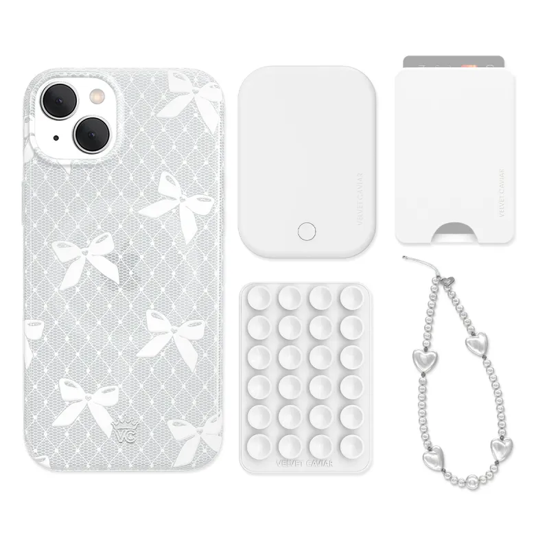 Vintage Lace Bows iPhone Bundle Set - Wallet sold by Velvet Caviar