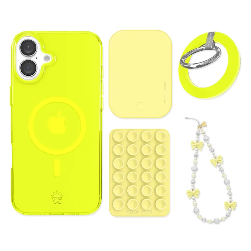 Neon Yellow iPhone Bundle Set - Grip sold by Velvet Caviar