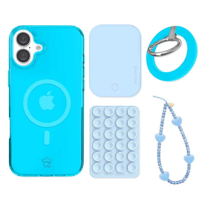 Neon Blue iPhone Bundle Set - Grip sold by Velvet Caviar