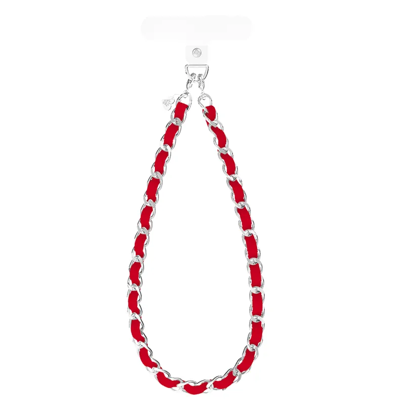 Red Leather Chain Phone Charm made by Velvet Caviar