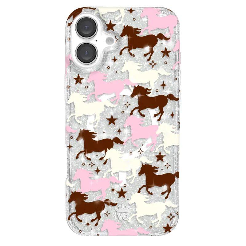 Pink Pony Glitter iPhone Case made by Velvet Caviar
