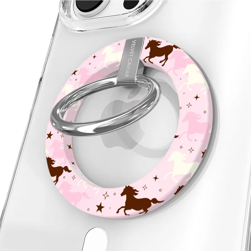 Pink Pony Glitter MagSafe Grip Ring made by Velvet Caviar