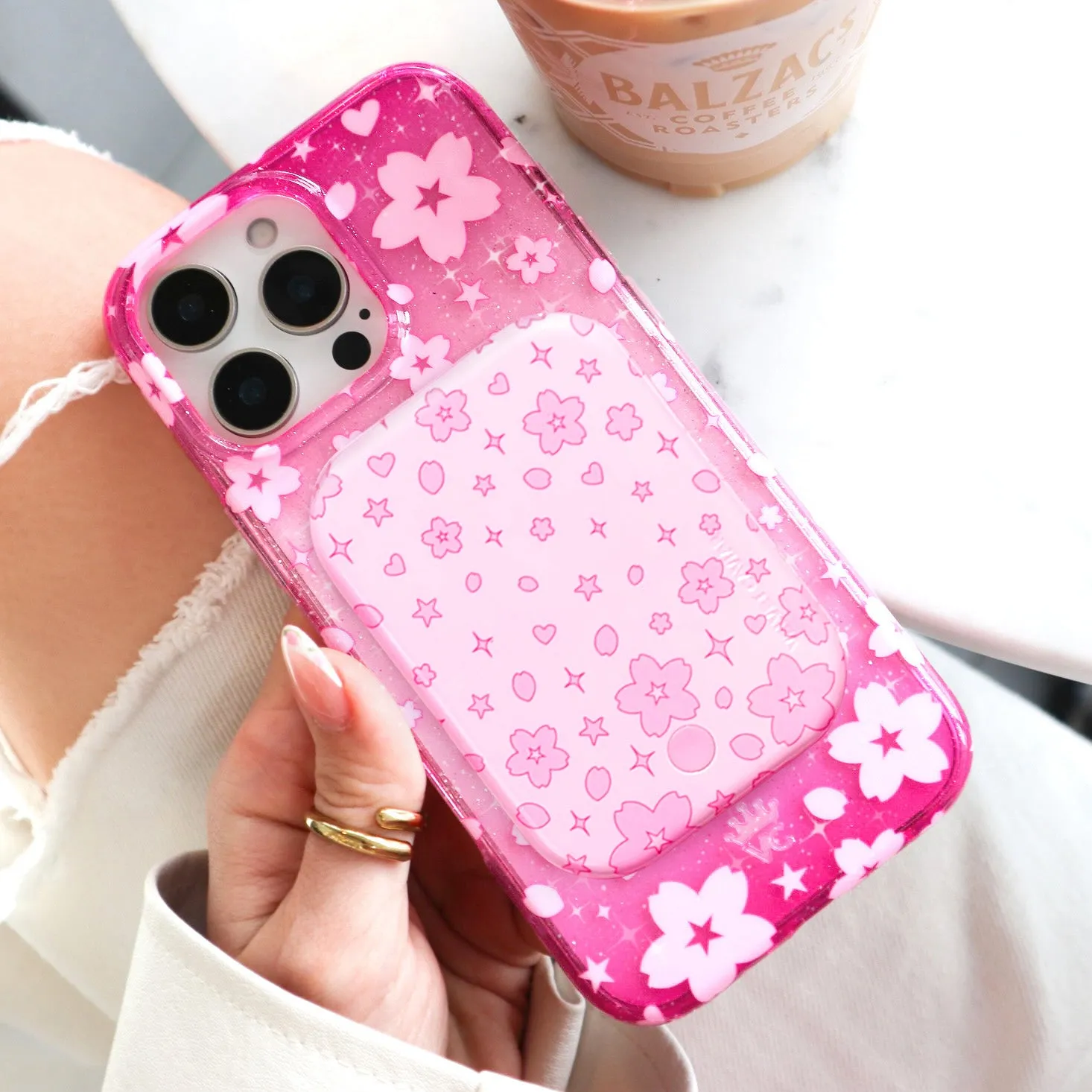 Pink Cherry Blossom MagSafe Battery Power Pack sold by Velvet Caviar product image thumbnail 2