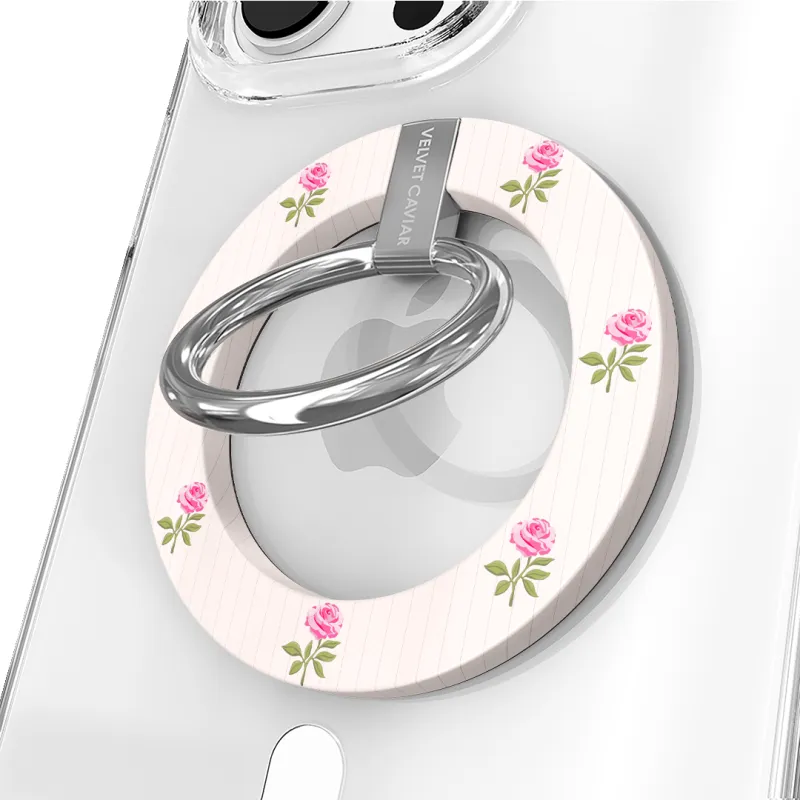 Pink Peony Floral MagSafe Grip Ring made by Velvet Caviar