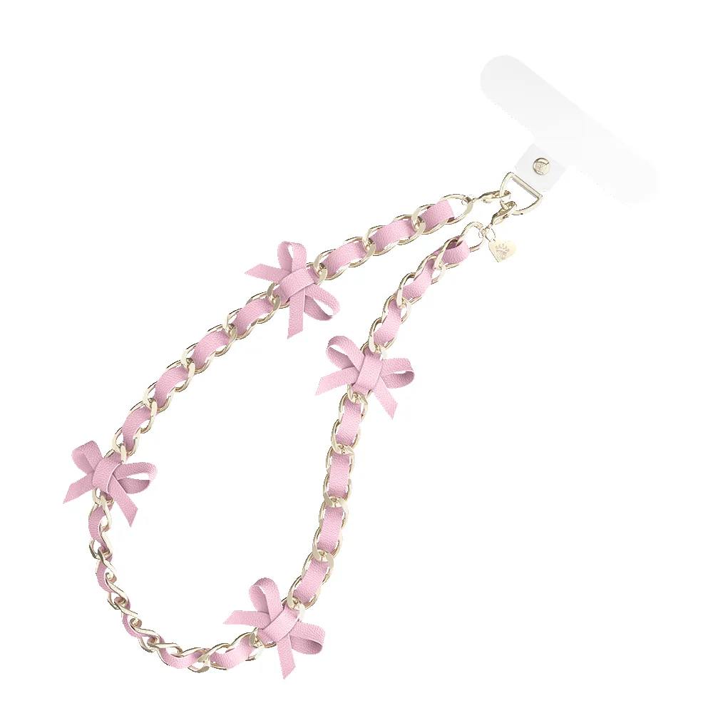 Pink Bow Leather Chain Phone Charm sold by Velvet Caviar product image thumbnail 5