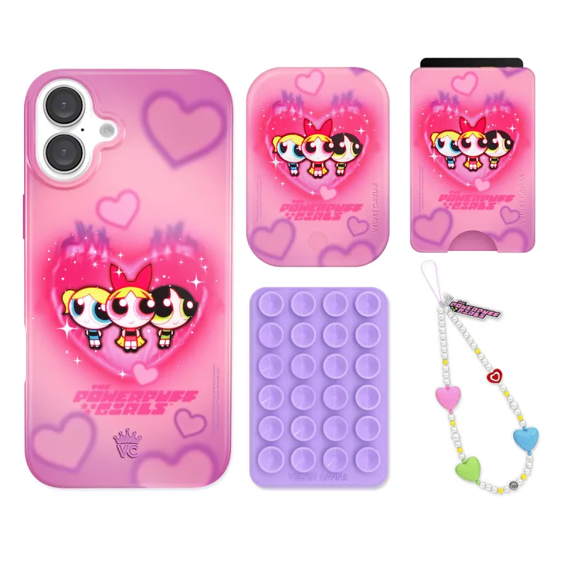 The Powerpuff Girls Airbrush Hearts iPhone Bundle Set - Wallet made by Velvet Caviar