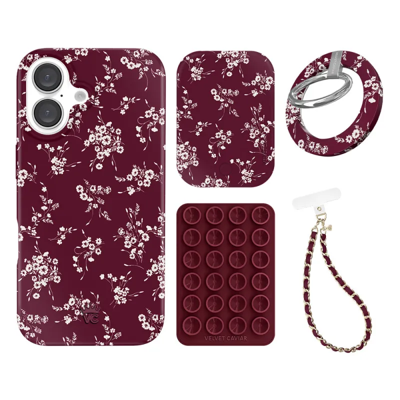 French Burgundy Floral iPhone Bundle Set sold by Velvet Caviar