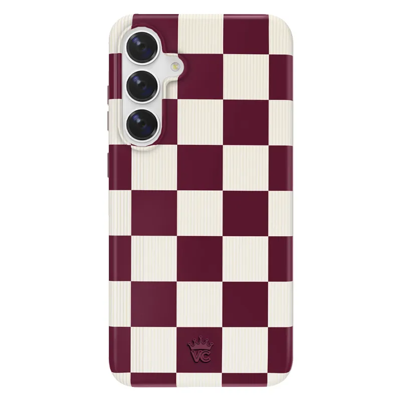 Burgundy Vibe Checker Samsung Case made by Velvet Caviar