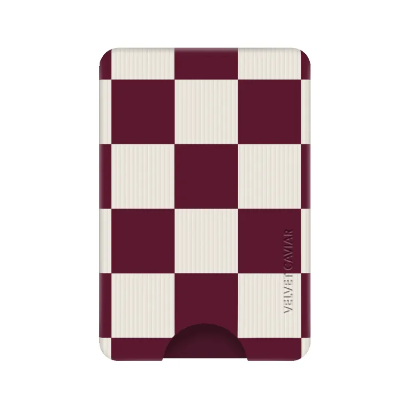 Burgundy Vibe Checker MagSafe Wallet sold by Velvet Caviar