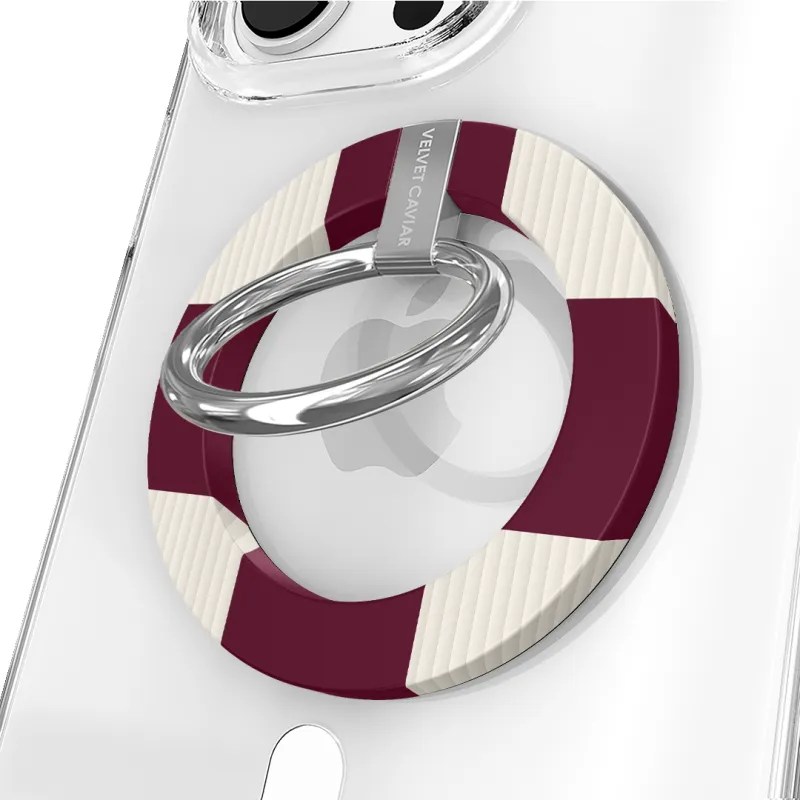 Burgundy Vibe Checker MagSafe Grip Ring made by Velvet Caviar