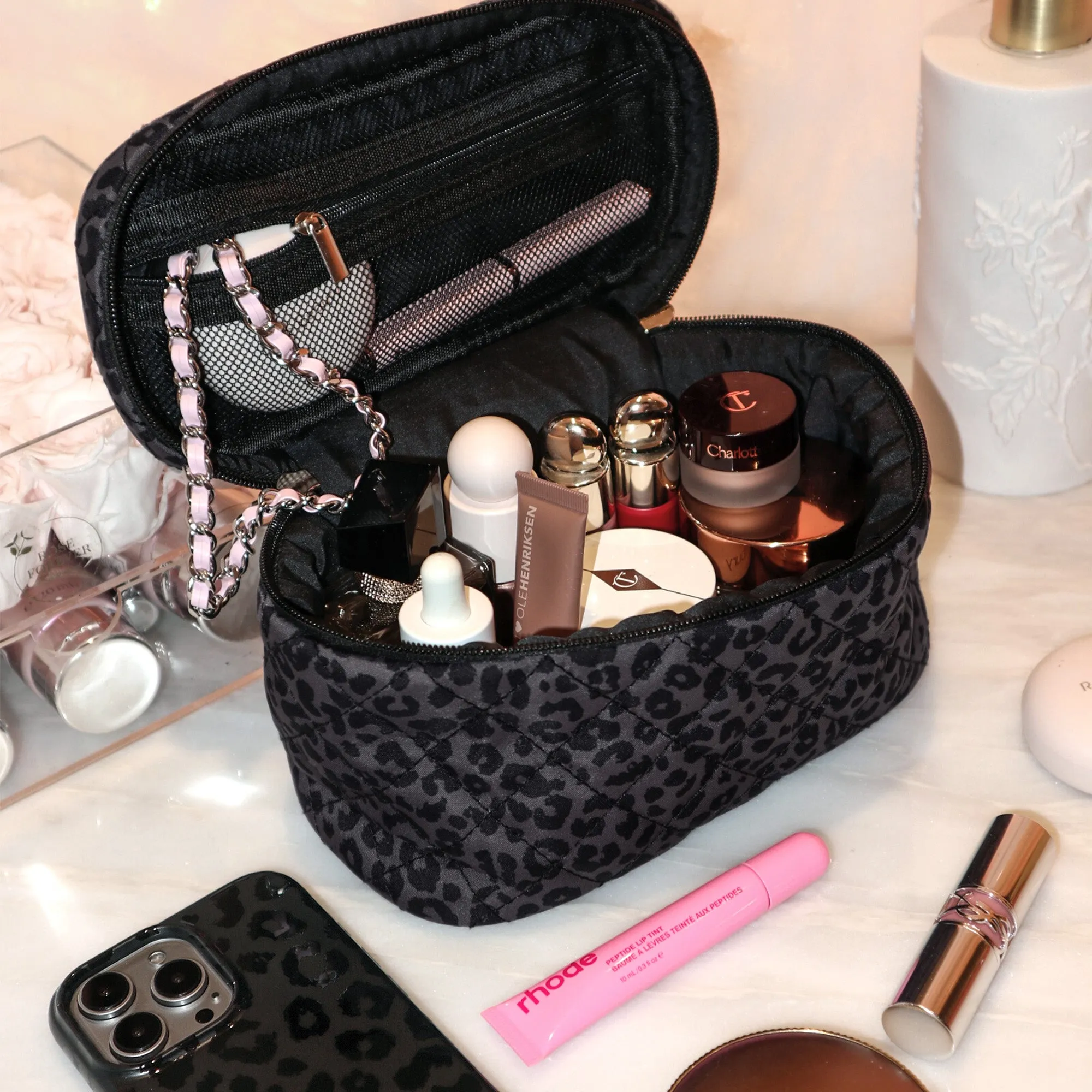 Black Leopard Vanity Bag sold by Velvet Caviar product image thumbnail 2