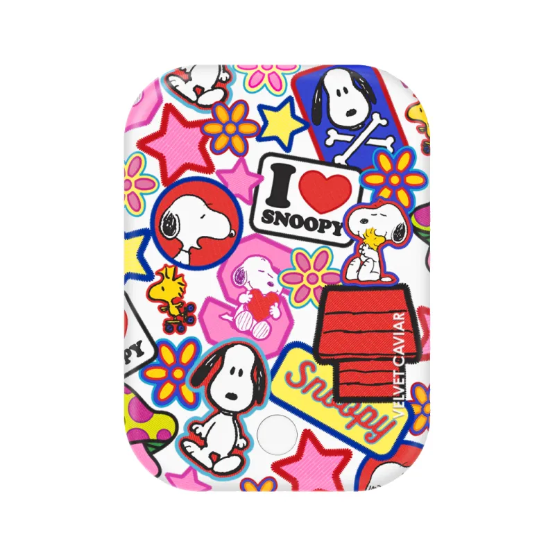 Snoopy Patchwork Portable MagSafe Charger Power Pack made by Velvet Caviar