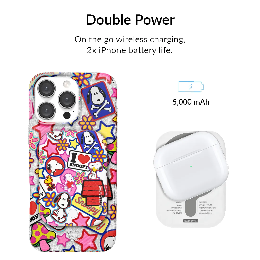 Snoopy Patchwork Portable MagSafe Charger Power Pack sold by Velvet Caviar product image thumbnail 3