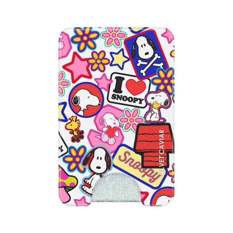 Snoopy Patchwork MagSafe Wallet sold by Velvet Caviar