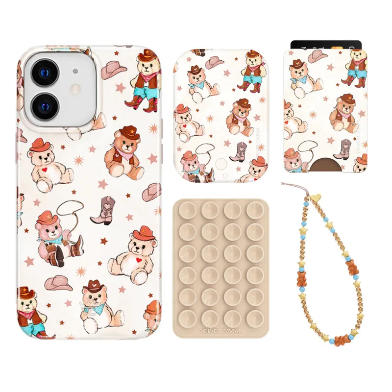 Cowboy Teddy iPhone Bundle Set - Wallet sold by Velvet Caviar