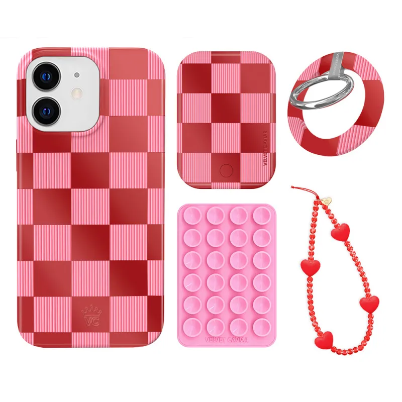 Rose Vibe Checkered iPhone Bundle Set - Grip sold by Velvet Caviar