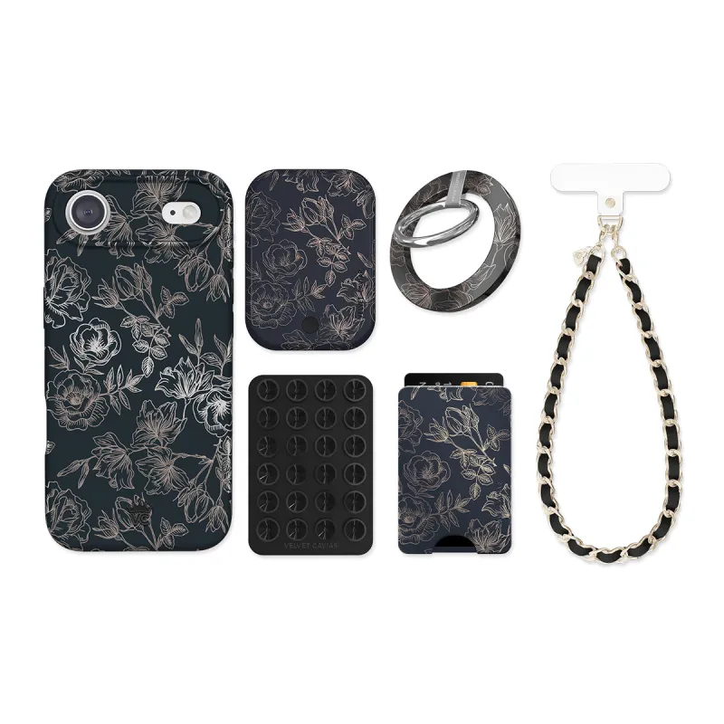 Floral Rose Gold Chrome iPhone Bundle Set sold by Velvet Caviar