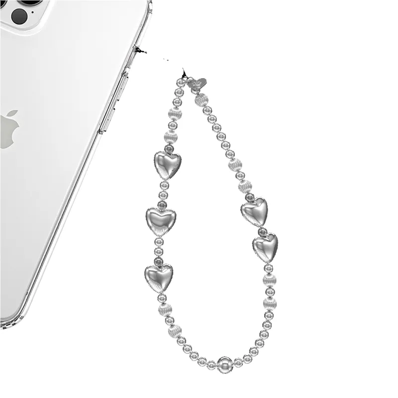 Metallic Silver Heart Phone Charm made by Velvet Caviar