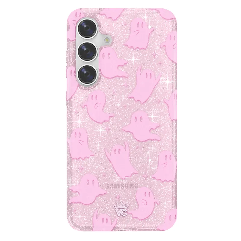 Ghosted Pink Glitter Samsung Case made by Velvet Caviar