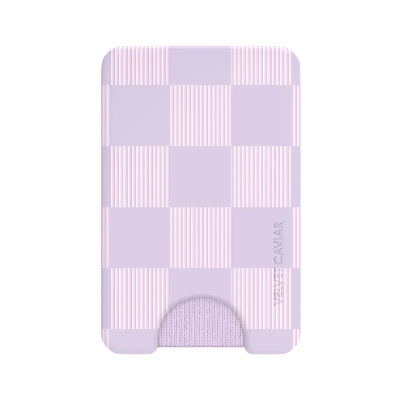 Lilac Vibe Checkered Magsafe Wallet sold by Velvet Caviar