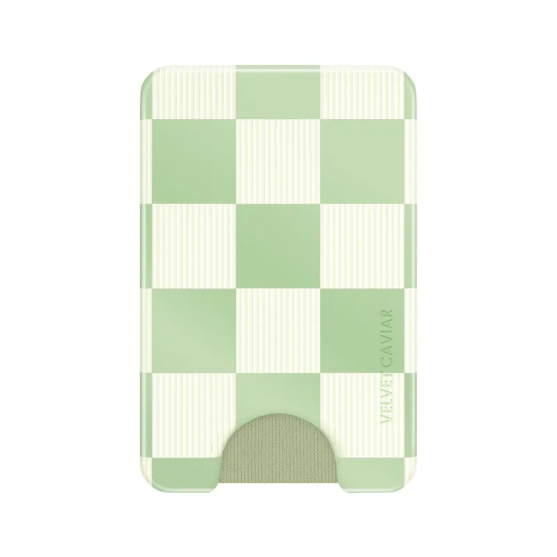 Pistachio Vibe Checkered Magsafe Wallet sold by Velvet Caviar