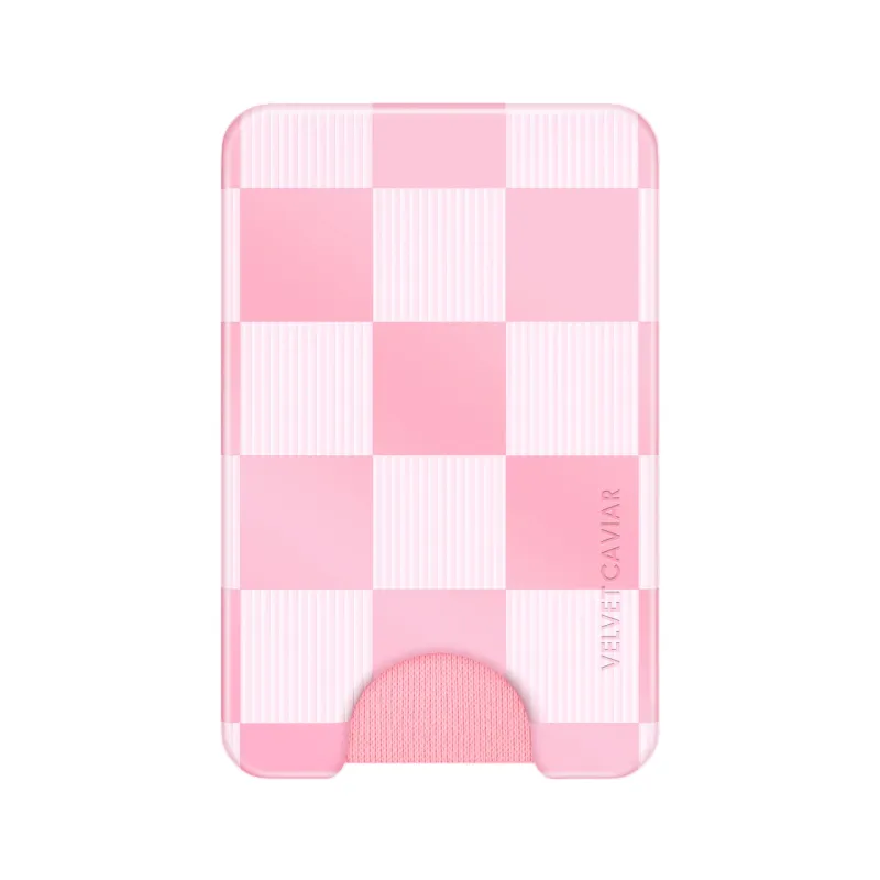 Pink Vibe Checkered Magsafe Wallet made by Velvet Caviar