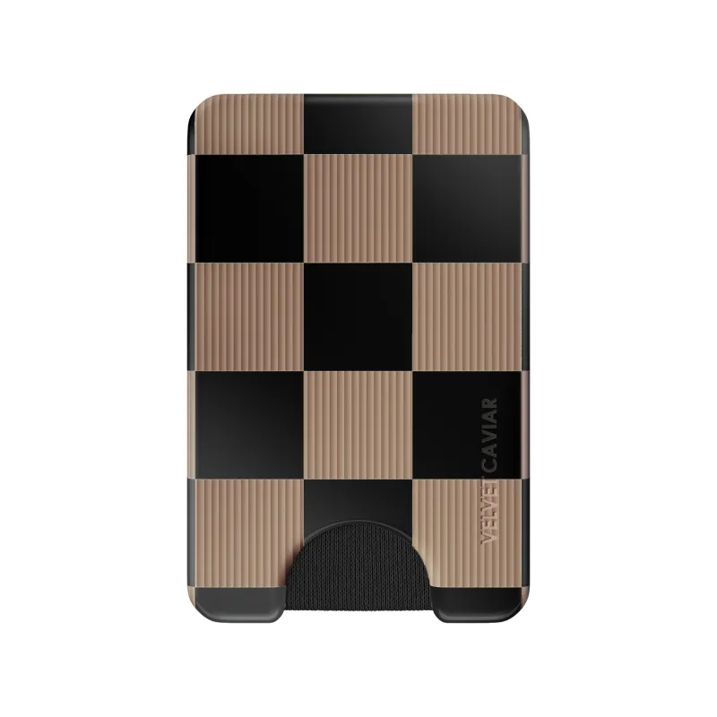Mocha Vibe Checkered Magsafe Wallet sold by Velvet Caviar