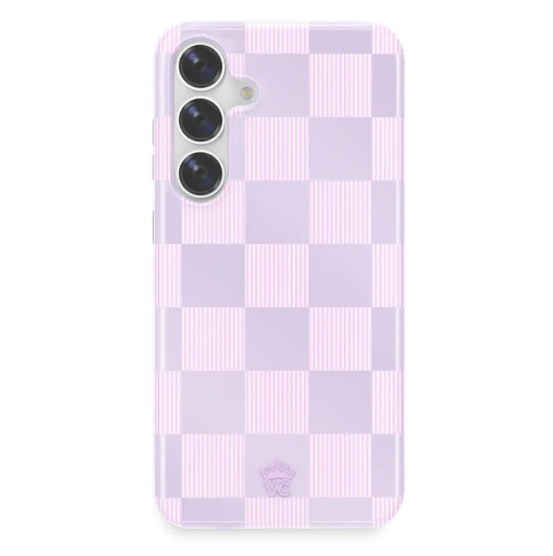 Lilac Vibe Checkered Samsung Case made by Velvet Caviar