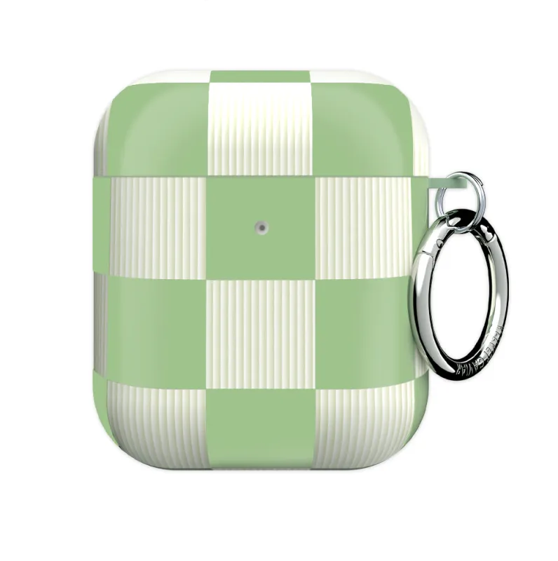 Pistachio Vibe Checkered AirPod Case made by Velvet Caviar