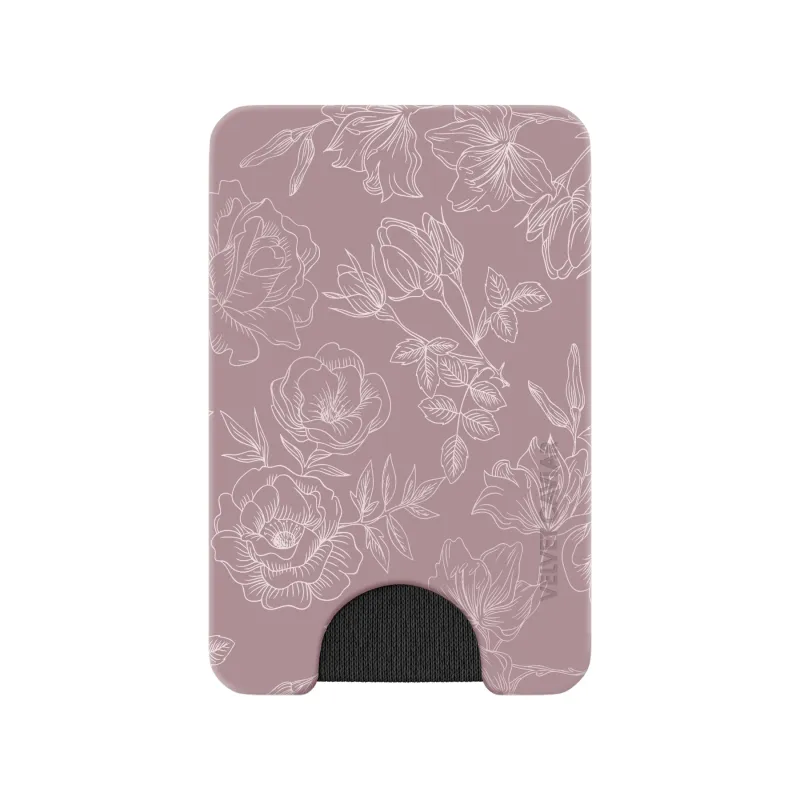 Dusty Rose Chrome Floral MagSafe Wallet sold by Velvet Caviar